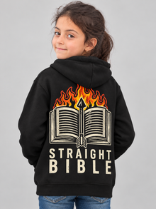 Straight Bible T-Shirt – Youth Hoodie – Black (youth model)