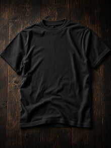 Back view of the black Shroud of Turin T-shirt, plain back with the shroud print on the front only