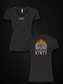 straight bible womens v neck black tultex 214 v2