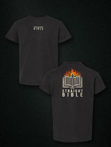 Straight Bible T-Shirt – Youth Tee (Tultex 235) – Black