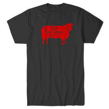 Red Heifer Center T-Shirt by Nephilim Death Squad – red heifer silhouette with RED HEIFER CENTER text