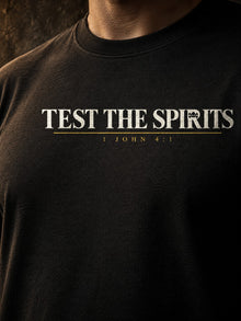 Test the Spirits T-Shirt by Nephilim Death Squad: black tee print detail