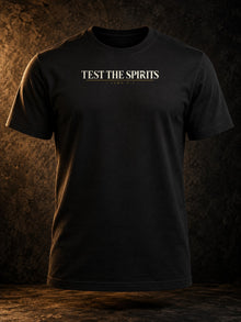 Test the Spirits T-Shirt by Nephilim Death Squad: black tee front view