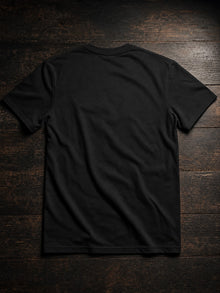 Back view of the black The Fall NDS T-shirt, plain back with the falling angels print on the front only