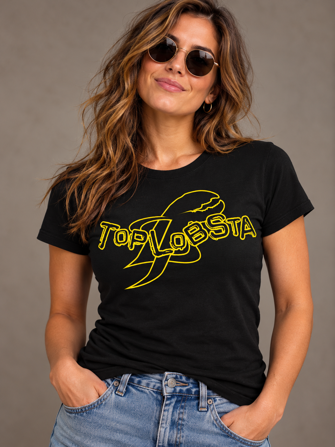TopLobsta Logo T-Shirt – Women's Slim Tee – Black (women's model)