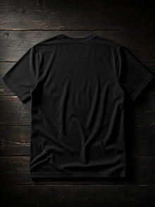 Back view of the black TopLobsta Logo T-shirt, plain back with the yellow logo on the front only
