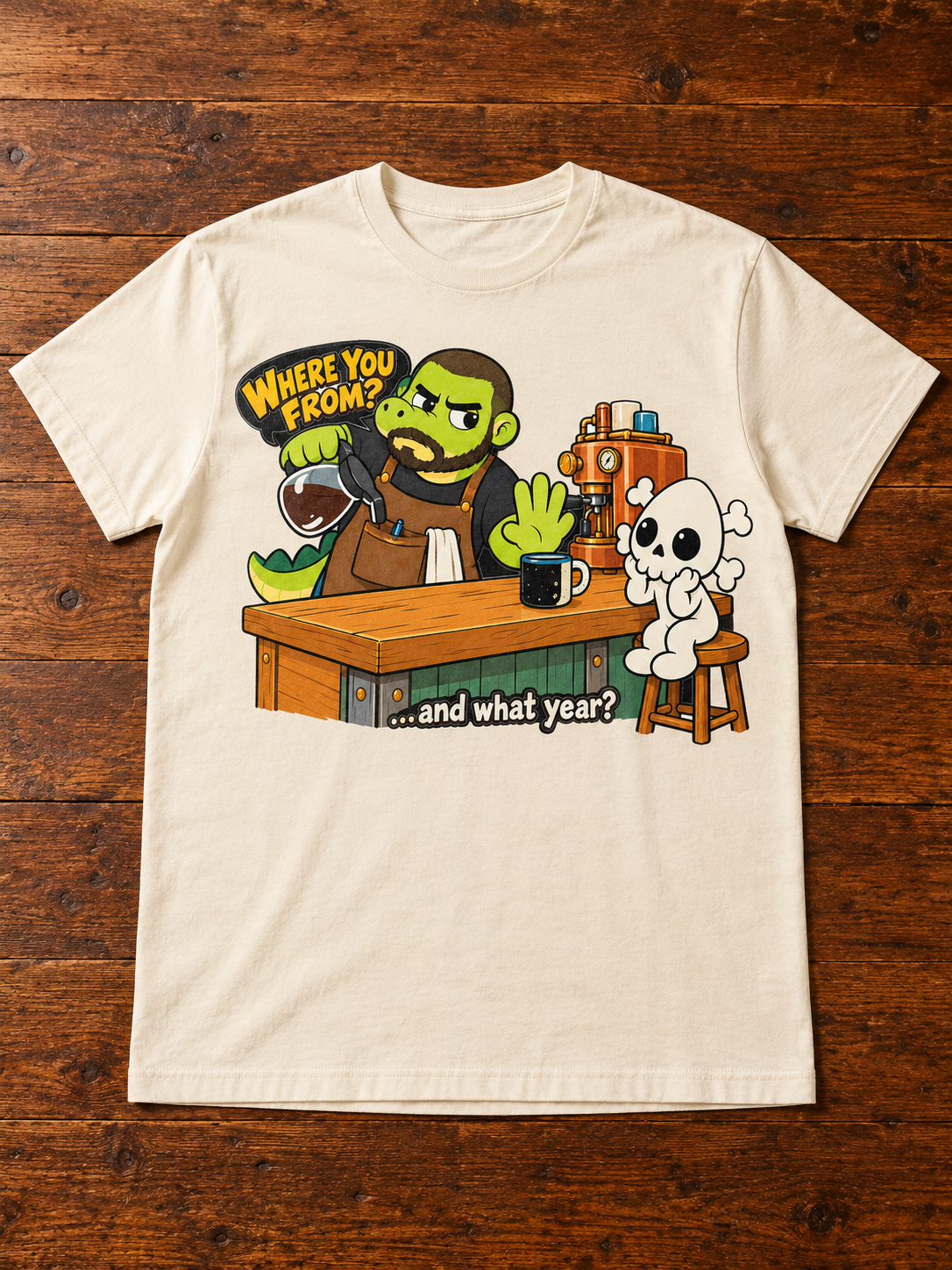 Nephy Co. Where You From? T-Shirt – natural flat lay