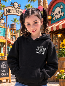 Nephy Wireframe 3D Graphic T-Shirt: black youth hoodie, small left-chest front