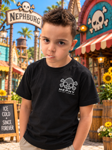 Nephy Wireframe 3D Graphic T-Shirt: black youth tee, small left-chest front (youth model)