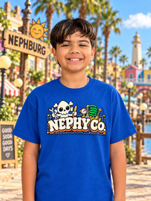 Nephy Co. Wordmark Tee – Youth Tee – Royal (youth model)