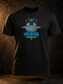 Worldwide MK Ultra Free-Range Chickens T-Shirt by TopLobsta: black tee front view