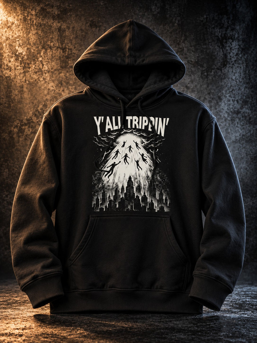 Y'all Tribbin' hoodie by Nephilim Death Squad, black pullover with white Y'all Tribbin' graphic