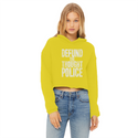 Defund the Thought Police Ladies Cropped Raw Edge Hoodie