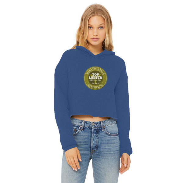 TopLobsta Retro logo Ladies Cropped Raw Edge Hoodie