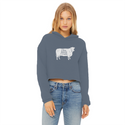 Obey. Submit. Comply. Cattle Ladies Cropped Raw Edge Hoodie