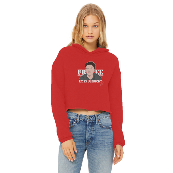 Free Ross Ladies Cropped Raw Edge Hoodie