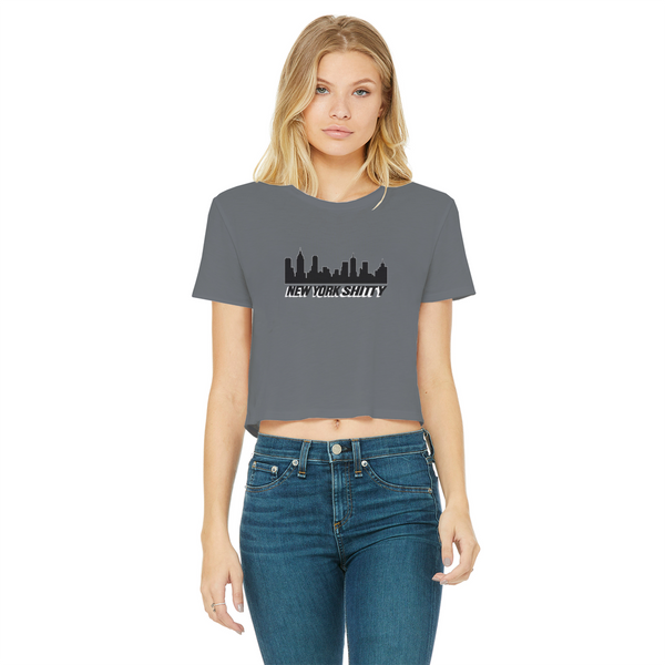 New York Shitty Post Classic Women's Cropped Raw Edge T-Shirt