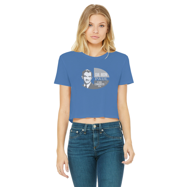 Ron Paul for Congress B&W Classic Women's Cropped Raw Edge T-Shirt