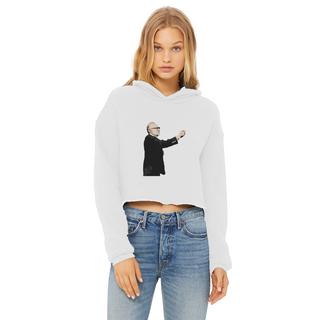 Buy white Taxation is Robbery Rothbard Ladies Cropped Raw Edge Hoodie