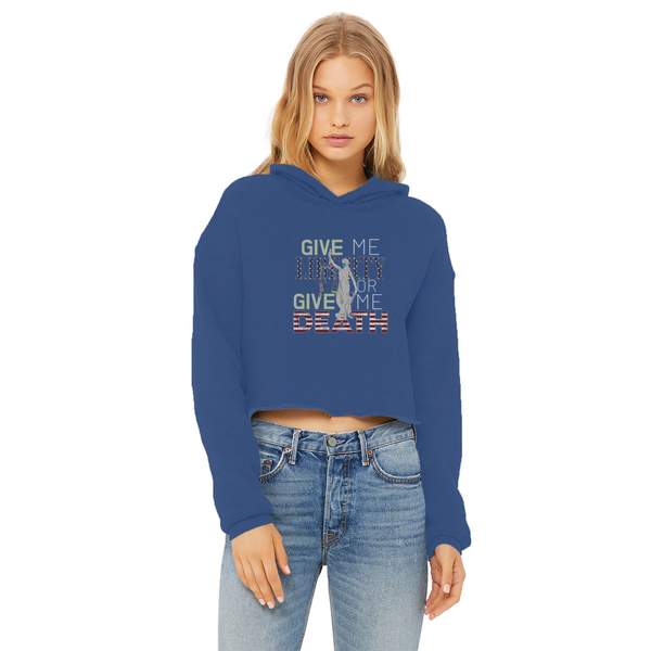 Give me Liberty Ladies Cropped Raw Edge Hoodie