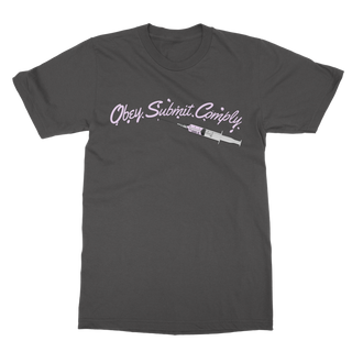 Buy dark-heather Obey. Submit. Comply. Vaccine Classic Adult T-Shirt