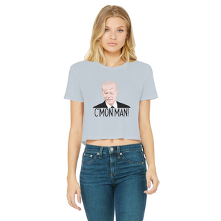 Buy light-blue C’mon Man Biden Classic Women's Cropped Raw Edge T-Shirt
