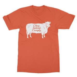 Buy orange Obey. Submit. Comply. Cattle Classic Adult T-Shirt