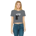 Taxation is Robbery Rothbard B&W Classic Women's Cropped Raw Edge T-Shirt