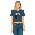 Taxation is Robbery Rothbard B&W Classic Women's Cropped Raw Edge T-Shirt