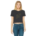 TopLobsta double line logo Classic Women's Cropped Raw Edge T-Shirt