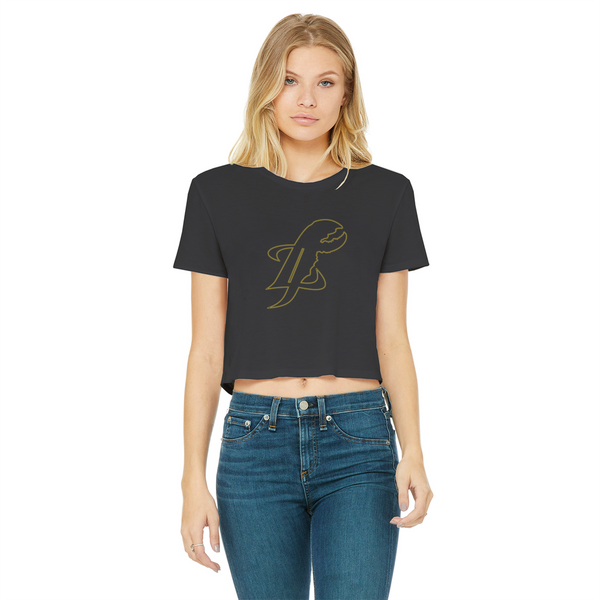 TopLobsta double line logo Classic Women's Cropped Raw Edge T-Shirt