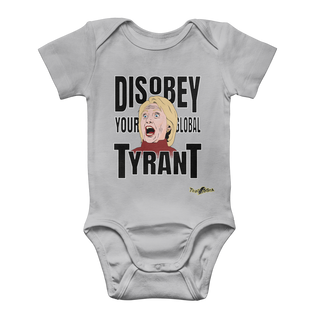 Buy light-grey Disobey Your Global Tyrant Hillary Classic Baby Onesie Bodysuit