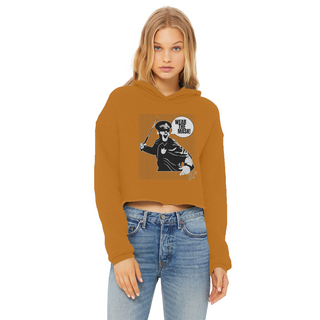 Buy orange Wear the Mask Ladies Cropped Raw Edge Hoodie