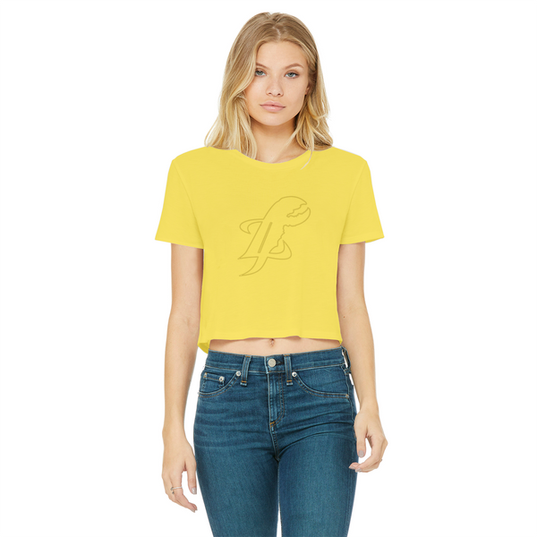 TopLobsta double line logo Classic Women's Cropped Raw Edge T-Shirt