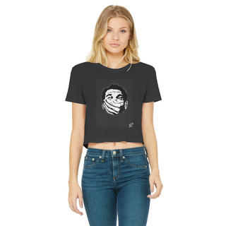 Buy black Big Brother Obey Submit Comply Classic Women's Cropped Raw Edge T-Shirt