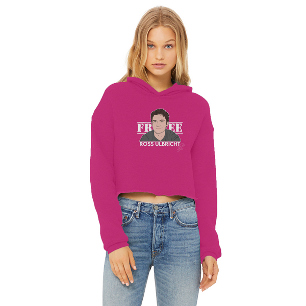 Free Ross Ladies Cropped Raw Edge Hoodie