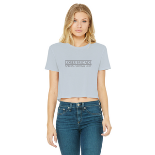 Buy light-blue Loser Brigade SVU Classic Women's Cropped Raw Edge T-Shirt
