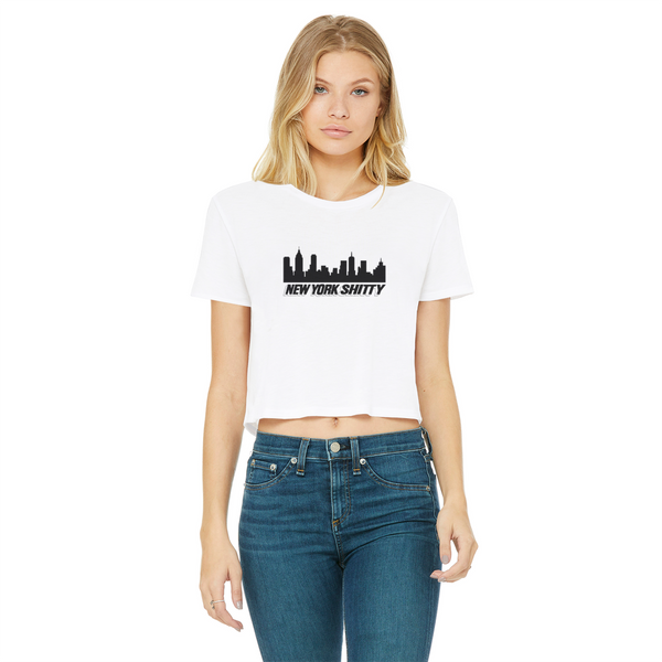 New York Shitty Post Classic Women's Cropped Raw Edge T-Shirt