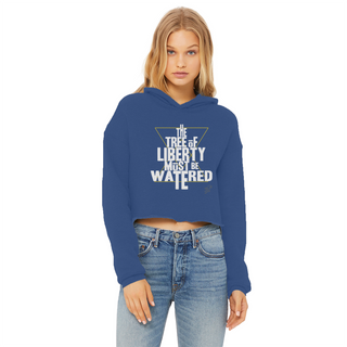 Buy royal-blue The Tree Must Be Watered Ladies Cropped Raw Edge Hoodie