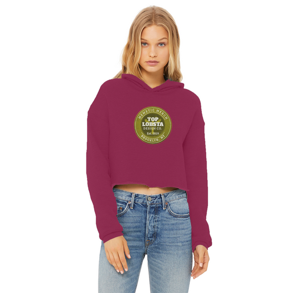 TopLobsta Retro logo Ladies Cropped Raw Edge Hoodie