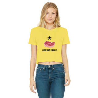 Buy daisy Come and Steak it Classic Women's Cropped Raw Edge T-Shirt