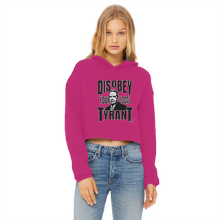 Buy hot-pink Disobey Cuomo Ladies Cropped Raw Edge Hoodie