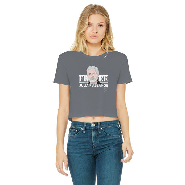Free Assange Classic Women's Cropped Raw Edge T-Shirt