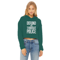 Defund the Thought Police Ladies Cropped Raw Edge Hoodie