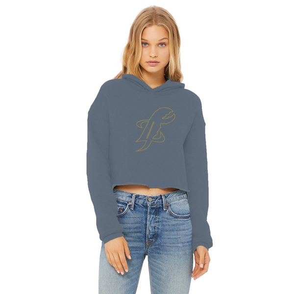 TopLobsta double line logo Ladies Cropped Raw Edge Hoodie