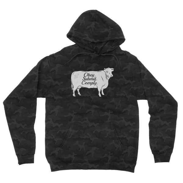 Obey. Submit. Comply. Cattle Camouflage Adult Hoodie