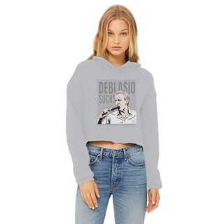 DiBlasio Sucks Ladies Cropped Raw Edge Hoodie