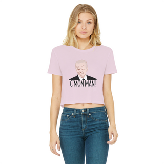 Buy light-pink C’mon Man Biden Classic Women's Cropped Raw Edge T-Shirt