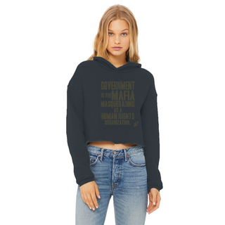 Buy navy Government is the Mafia Ladies Cropped Raw Edge Hoodie