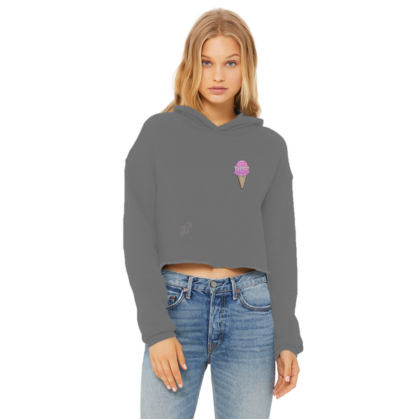 Obey. Submit. Comply. Ice cream Ladies Cropped Raw Edge Hoodie